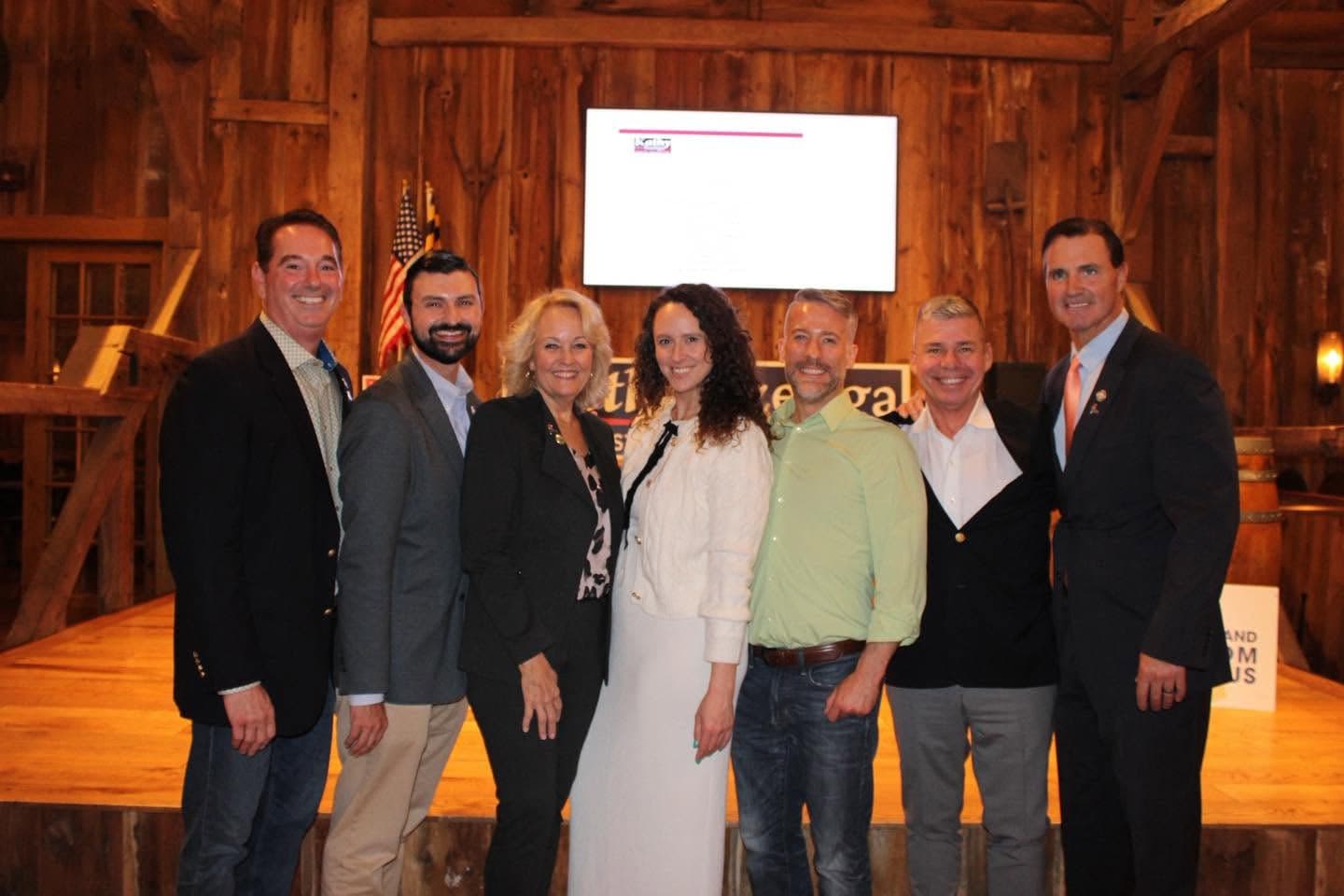 Kathy Szeliga with fellow legislators on the stage at Boordy Vineyards.
